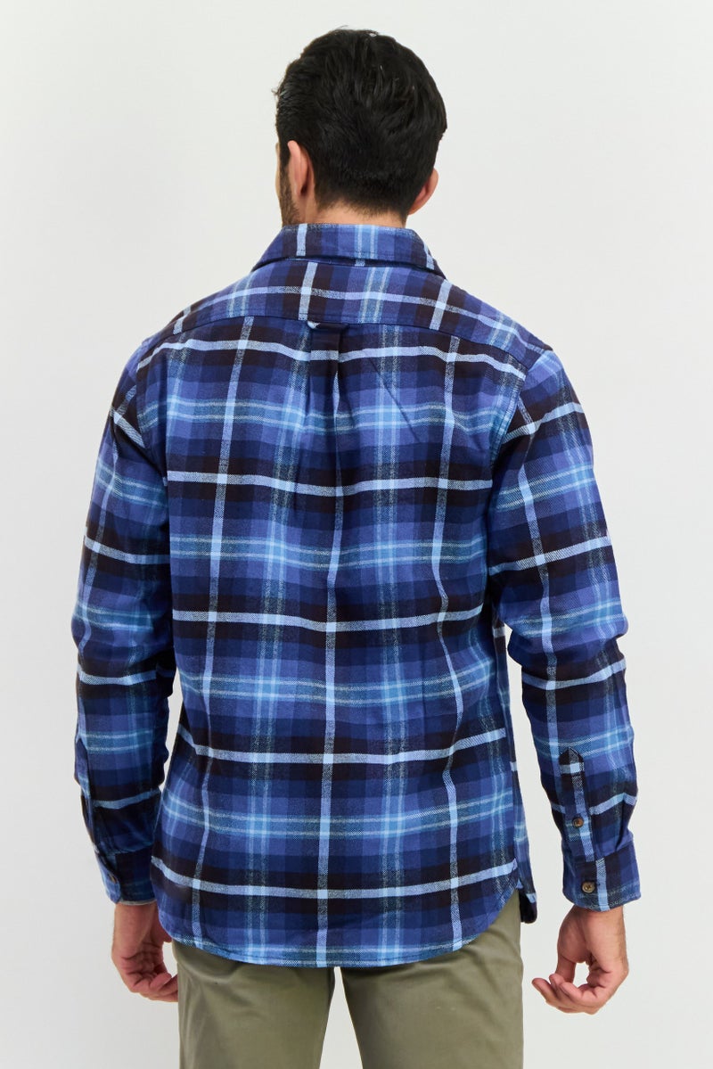 Jachs New York Men 2 Pieces Regular Fit Plaid Casual Shirt And T Shirt Set, Blue - Image 5